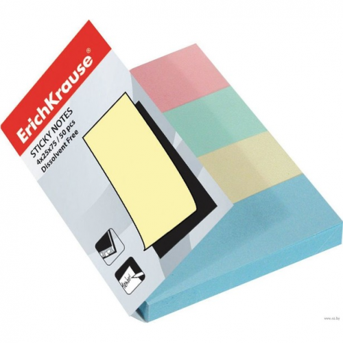 Bloco notas adesivas 25x75mm - 4 cores , ERICHKRAUSE , EK7325 , 4041485073253
